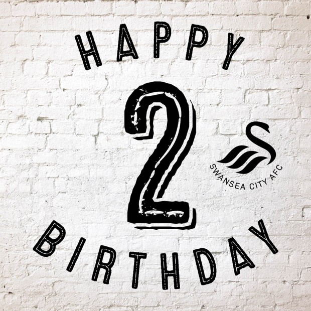 Swans 21 Happy 2nd Birthday Card