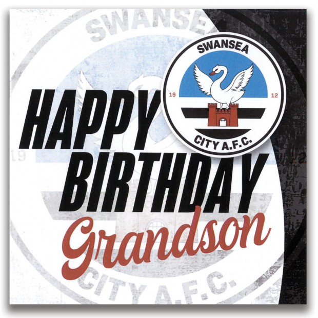 Swans Happy Birthday Grandson Card