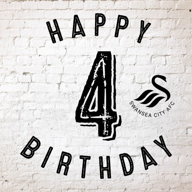 Swans 21 Happy 4th Birthday Card