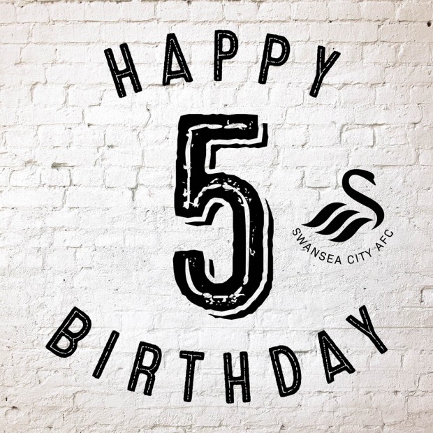 Swans 21 Happy 5th Birthday Card
